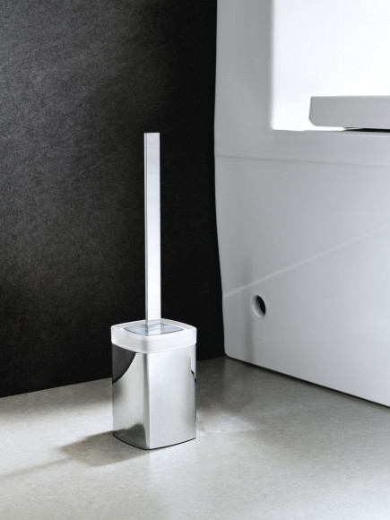 Ерш для унитаза Langberger хромированный напольный квадратный с крышкой 11327B