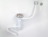 Сифон VIKO VS-157 3-1/2"xØ40 с решёт. Ø114мм из нерж., с квад. переливом и гофротр. Ø40/50, 800мм 