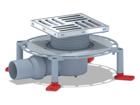 Трап АНИ Пласт TVZ5612 Ø50 гориз. вып., решетка нерж/сталь 15 х15, h-75mm