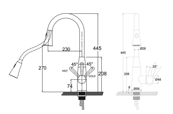 Смеситель KAISER 26144 Merkur для кухни с выдвижной лейкой Смеситель KAISER 26144 Merkur для кухни с выдвижной лейкой
