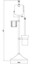 Держатель (стойка) VIKO V-265 Circle 3 в 1: бумага, освежитель, ёршик h=85cм, (латунь) хром