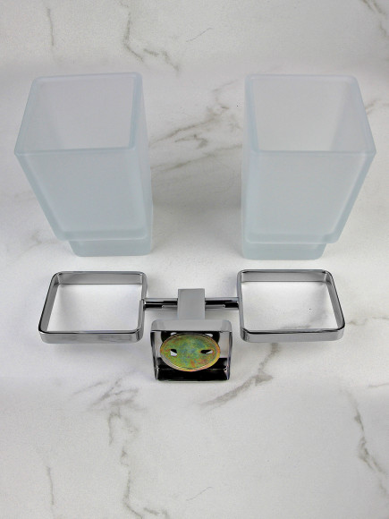 Держатель Rainbowl CUBE 2768-1 двойной квадратный с квадратными стаканами Держатель Rainbowl CUBE 2768-1 двойной квадратный с квадратными стаканами