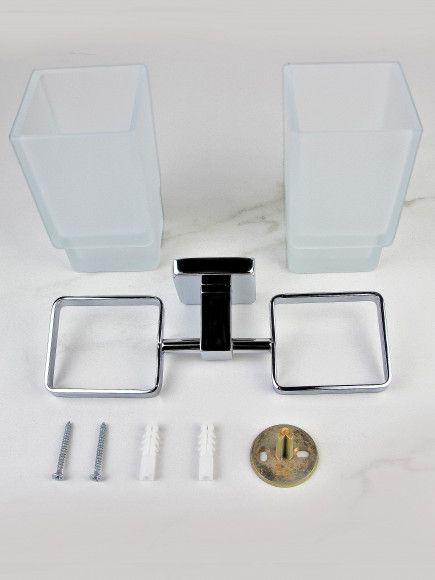 Держатель Rainbowl CUBE 2768-1 двойной квадратный с квадратными стаканами Держатель Rainbowl CUBE 2768-1 двойной квадратный с квадратными стаканами