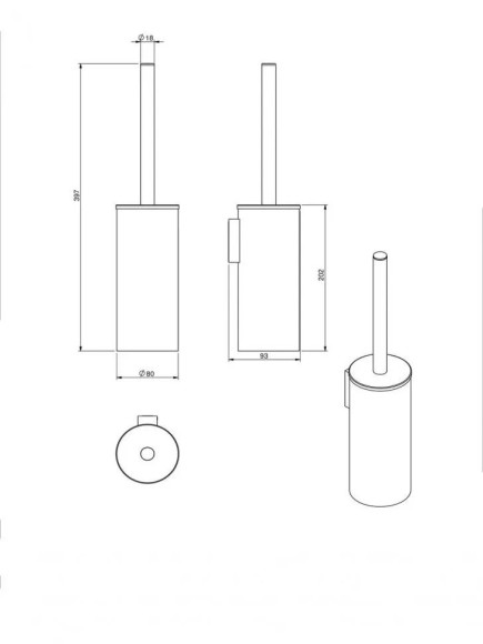 Ерш Langberger 70672 для унитаза, хромированный, круглый, к стене