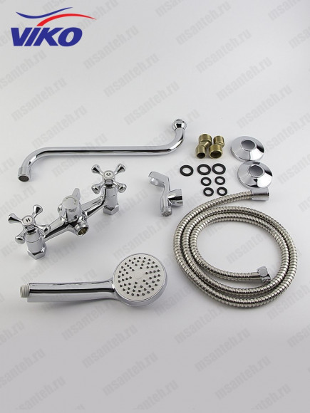 !!!Смеситель VIKO V-2715 для ванны, с держателем душевой лейки, маховики крест