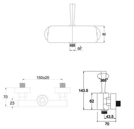 Смеситель KAISER 65077 Vista для душа, БЕЗ излива
