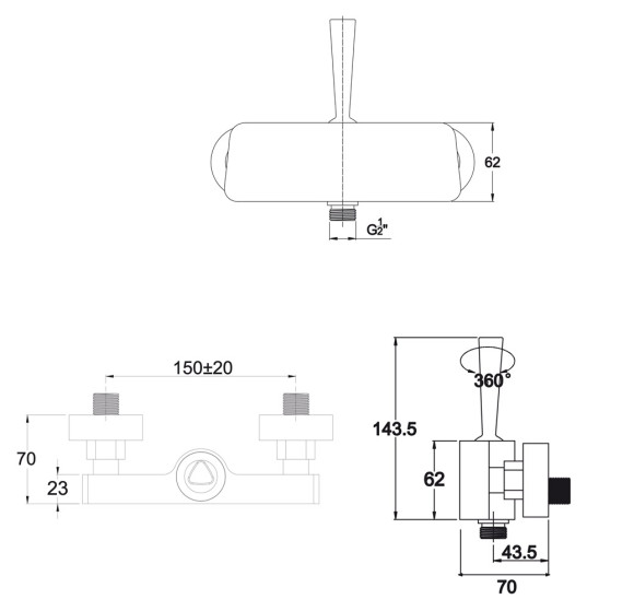 Смеситель KAISER 65077 Vista для душа, БЕЗ излива
