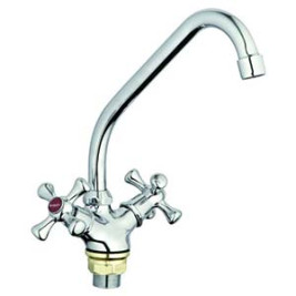 Смеситель G-Lauf QST4-A827 для кухни латунь с гайкой маховик крест, картридж керам.