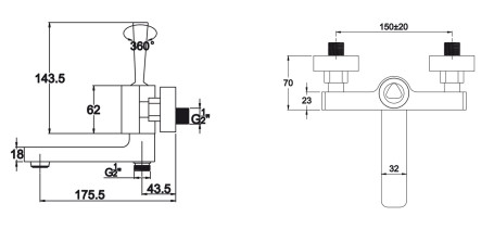 Смеситель KAISER 65122 Vista для ванны