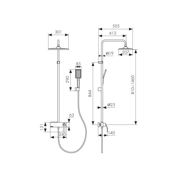 Душевая система KAISER 09182-2 Strike, черный матовый