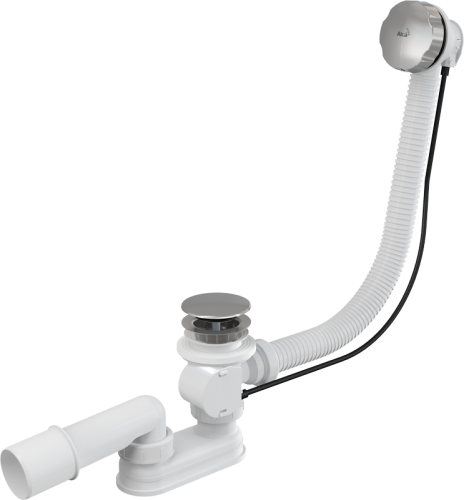 Обвязка Alca PLAST AG210125260 для ванны 60см комплект металл (сифон, выпуск, перелив, колено, сифон, клапан)