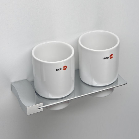 Стакан для зубных щеток керамика двойной к стене SCHEIN (324C)