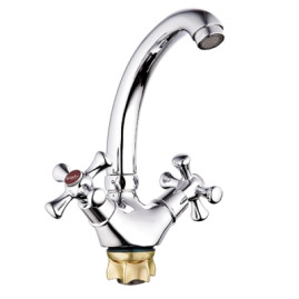 Смеситель G-Lauf QTZ4-C827 кухня крест низ. (литой) с гайкой Zn