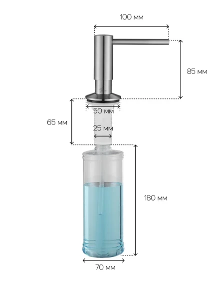 Дозатор wt06bn-dp для мыла встраиваемый, 500 мл Матовый никель