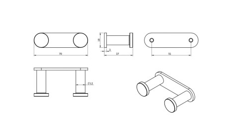 Планка Langberger 2 крючка черная (28032A-BP)