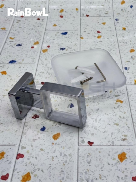 Мыльница Rainbowl CUBE для ванной 2785-1 квадратная настенная стекло хром