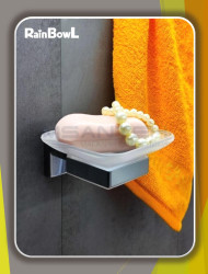 Мыльница Rainbowl CUBE для ванной 2785-1 квадратная настенная стекло хром