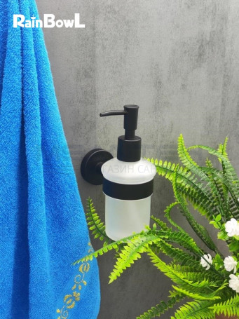 Диспенсер Rainbowl 2288-BP LONG для ванной стекло настенный черный матовый