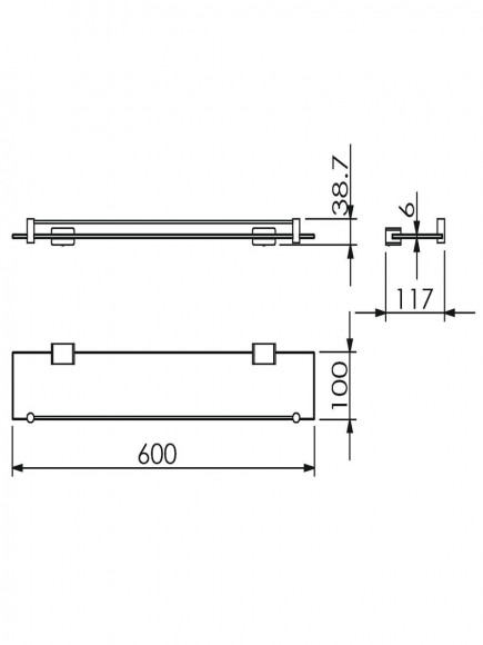 Полка Langberger стеклянная прямая 60 см 11351E