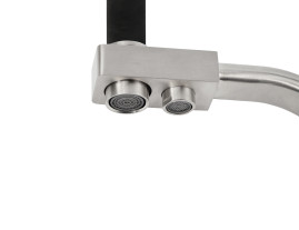 Смеситель для кухни под фильтр VIKO V-5852 с гибким изливом, нержавейка, картридж d35, серебро/черный