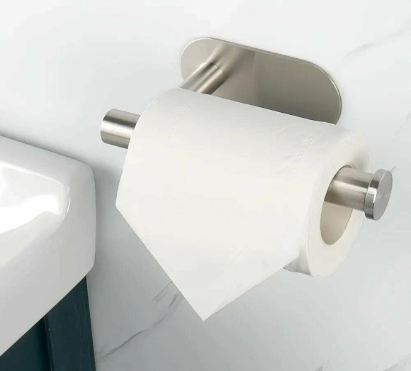 Держатель der1ch для туалетной бумаги, самоклеящийся, настенный, металлический, без сверления, серебристый