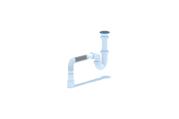 Сифон АНИ Пласт D0115 для умывальника трубный, 1 1/2x40, гофра, 40х40/50, нержавеющая сетка