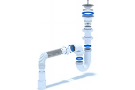 Сифон АНИ Пласт D0115 для умывальника трубный, 1 1/2x40, гофра, 40х40/50, нержавеющая сетка 