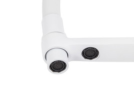 Смеситель для кухни с краном для питьевой воды VIKO V-5604 Ø35 с белым гибким изливом White (латунь)