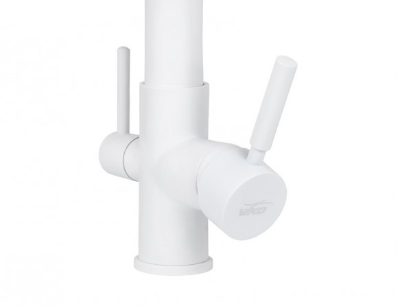 Смеситель для кухни с краном для питьевой воды VIKO V-5604 Ø35 с белым гибким изливом White (латунь) Смеситель для кухни с краном для питьевой воды VIKO V-5604 Ø35 с белым гибким изливом White (латунь)