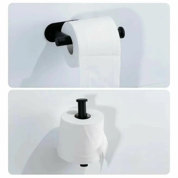 Держатель der1bl для туалетной бумаги, самоклеящийся, настенный, металлический, без сверления, черный