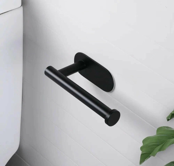 Держатель der1bl для туалетной бумаги, самоклеящийся, настенный, металлический, без сверления, черный