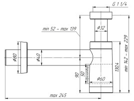 Сифон АНИ Пласт BRB1004 бутылочный 1-1/4" х 40 с переходной трубой 40мм