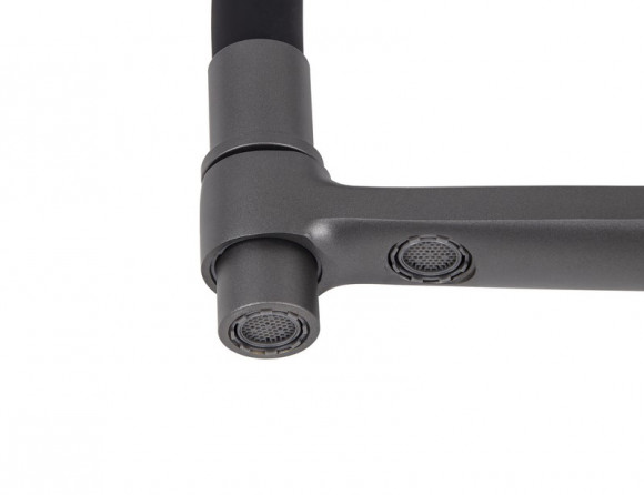 Смеситель для кухни с краном для питьевой воды VIKO V-5607 с черным гибким изливом Gunmetal (латунь) Ø35