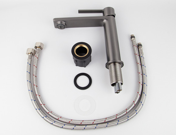 Смеситель KAISER 05311-15 Serio для раковины, неповоротный, воронёная сталь (картридж 6202)