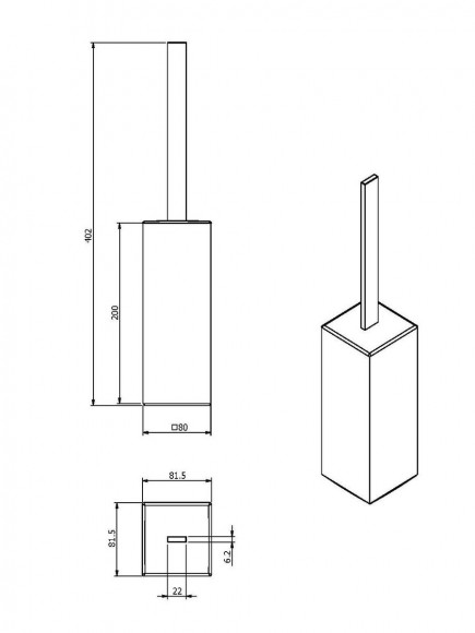 Ерш для унитаза Langberger хромированный квадратный напольный малый 11371A