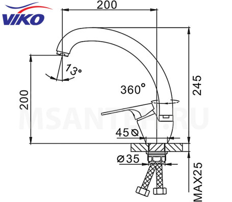Смеситель VIKO V-3024 для кухни