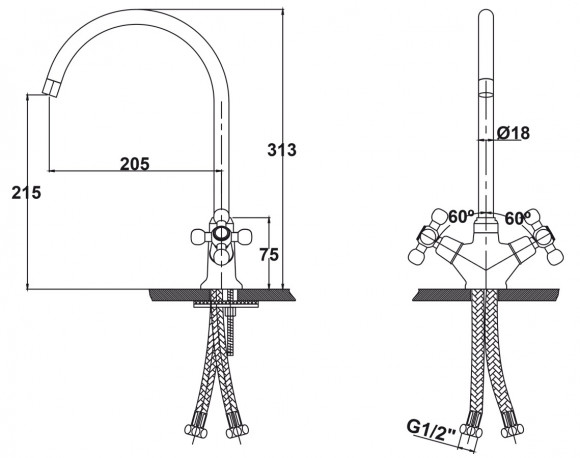 Смеситель KAISER 11153 Carlson для кухни