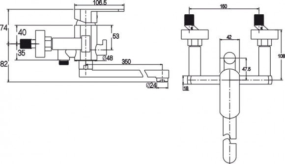 Смеситель KAISER 34155 Sonat для ванны