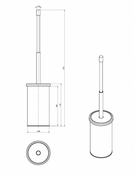 Ерш для унитаза Langberger хромированный напольный 23027B