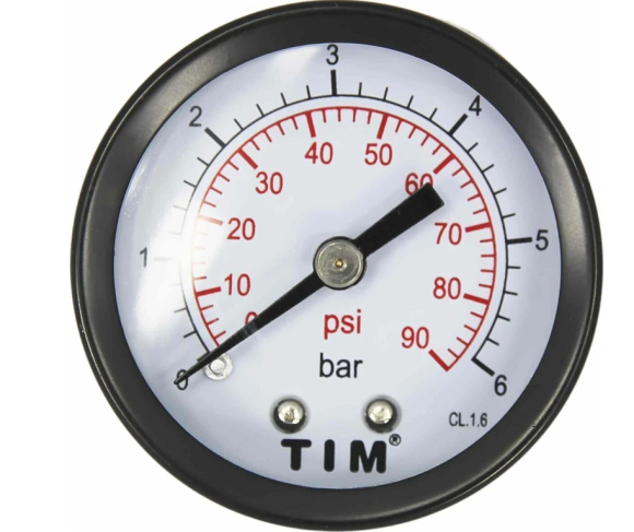 Манометр TIM Y-50T-6bar аксиальный 6 бар (гориз.) радиальное Манометр TIM Y-50T-6bar аксиальный 6 бар (гориз.) радиальное