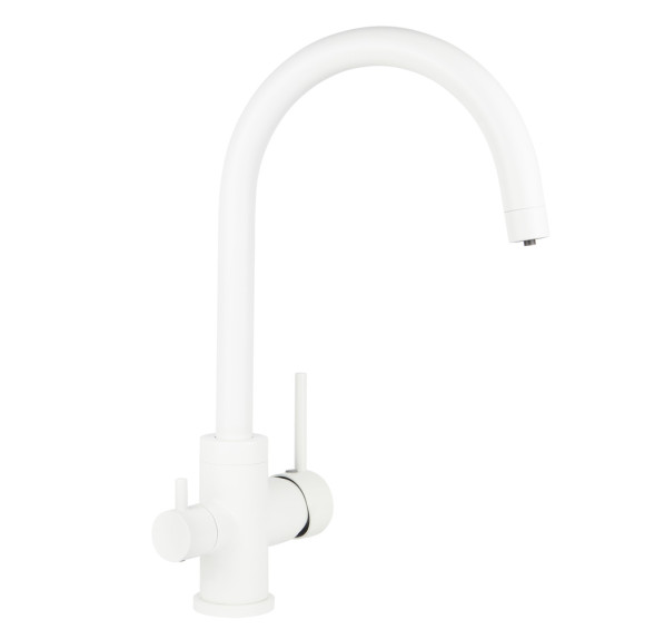 Смеситель KAISER 26744-4 Merkur для кухни, с краном для питьевой воды, белый матовый
