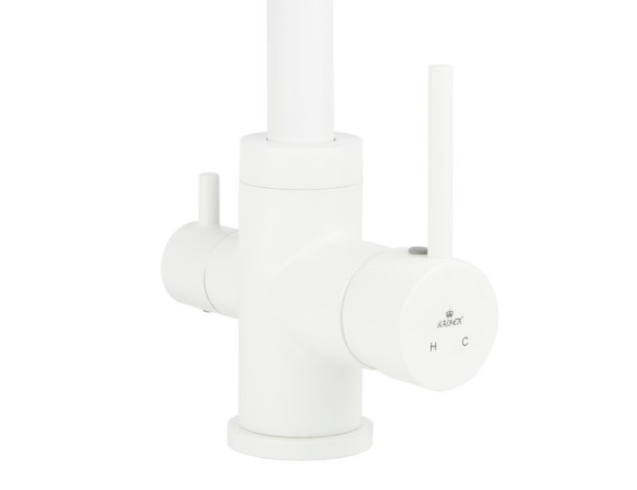 Смеситель KAISER 26744-4 Merkur для кухни, с краном для питьевой воды, белый матовый