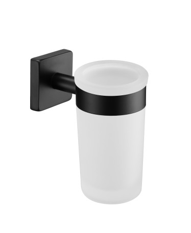 Держатель Rainbowl CUBE 2784 BP одинарный + стакан черный матовый