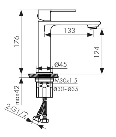 Смеситель KAISER 05311-4 Serio для раковины, не поворотный, белый матовый