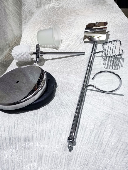 Уценка 1 Держатель (стойка) VIKO V-466 3 в 1: бумага, освежитель, ёршик, h=79cм, латунь, хром