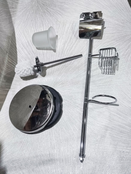 Уценка 1 Держатель (стойка) VIKO V-466 3 в 1: бумага, освежитель, ёршик, h=79cм, латунь, хром