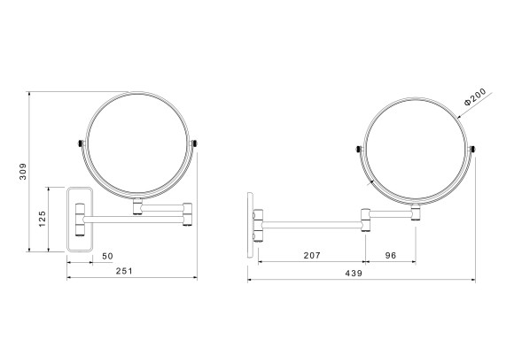 Зеркало косметическое SCHEIN увеличение 5х поворотное к стене хром (9341CH) Зеркало косметическое SCHEIN увеличение 5х поворотное к стене хром (9341CH)