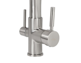 Смеситель для кухни с краном для питьевой воды VIKO V-5608 с гибким серым изливом Silver (латунь) Ø35