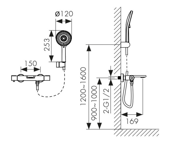 Смеситель KAISER 05322 Serio для ванны и душа с термостатом