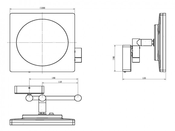 Зеркало косметическое Langberger квадратное поворотное с подсветкой 73485